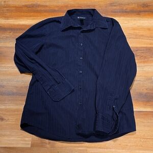 Mens Black striped button up shirt
